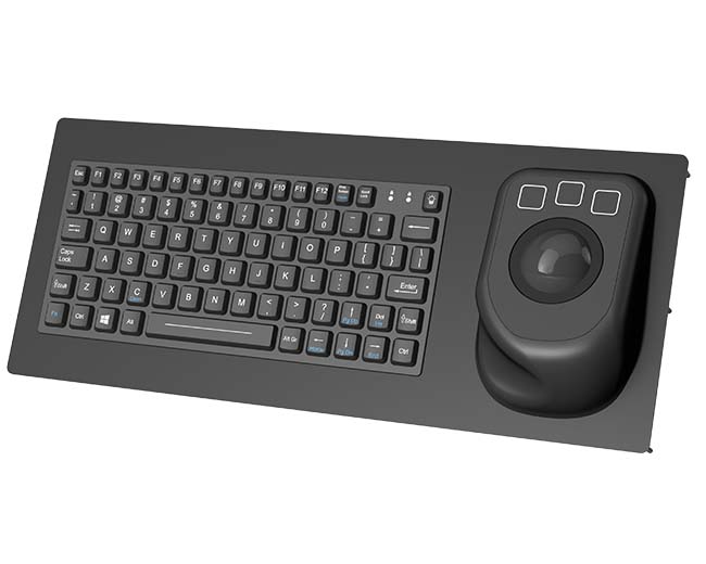 Integrated an ergonomic 50 mm trackball and mouse buttons within an 81-key tactile layout